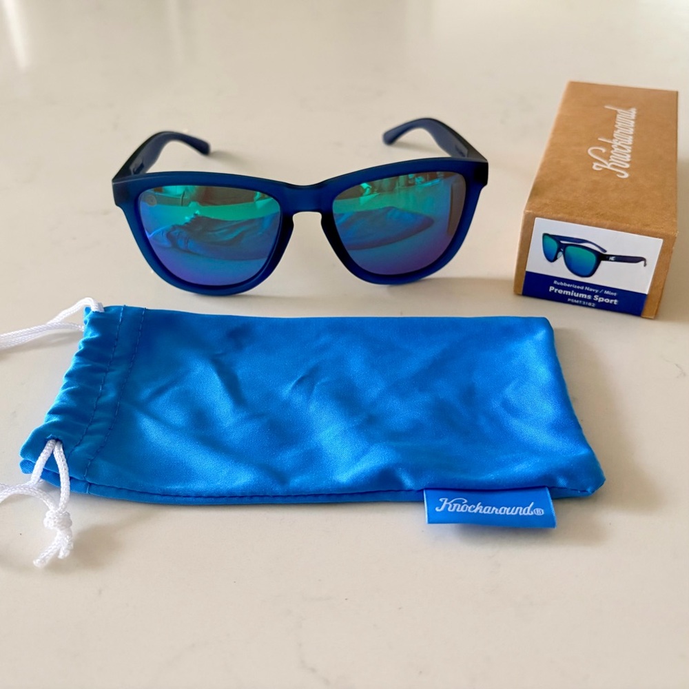 Knockaround Rubberized Navy/Mint Polarized Premium Sport Sunglasses